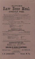 ["<p> Pamphlet.  Includes advertisements for Baugh's raw bone meal, Baugh's pure dissolved bones, Baugh's animal, bone, and potash compound, and Baugh's double eagle phosphate.  \"For sale by T. R. Carskadon, Keyser, W. Va.\"</p>"]