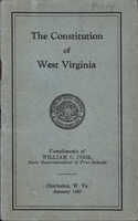 ["<p> Pamphlet. \"Compliments of William C. Cook, State Superintendent of Free Schools.\" \"Text conforms verbatim to the Constitution as published in Warth's \"Code of West Virginia, Fourth Edition, 1899,\" and to legislative joint resolutions on amendments, and the acts submitting them to the voters, subsequent to 1899, as found in the Acts of the Legislature.\"</p>"]