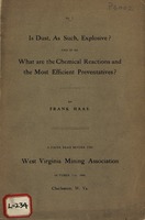 ["<p> Pamphlet. \"A paper read before the West Virginia Mining Association, October 7, 1908, Charleston, W.Va.\"</p>"]