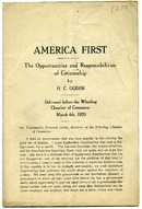 ["<p> Pamphlet. Address delivered \"before the Wheeling Chamber of Commerce, March 4, 1920.\"<br /> <br />  </p>"]